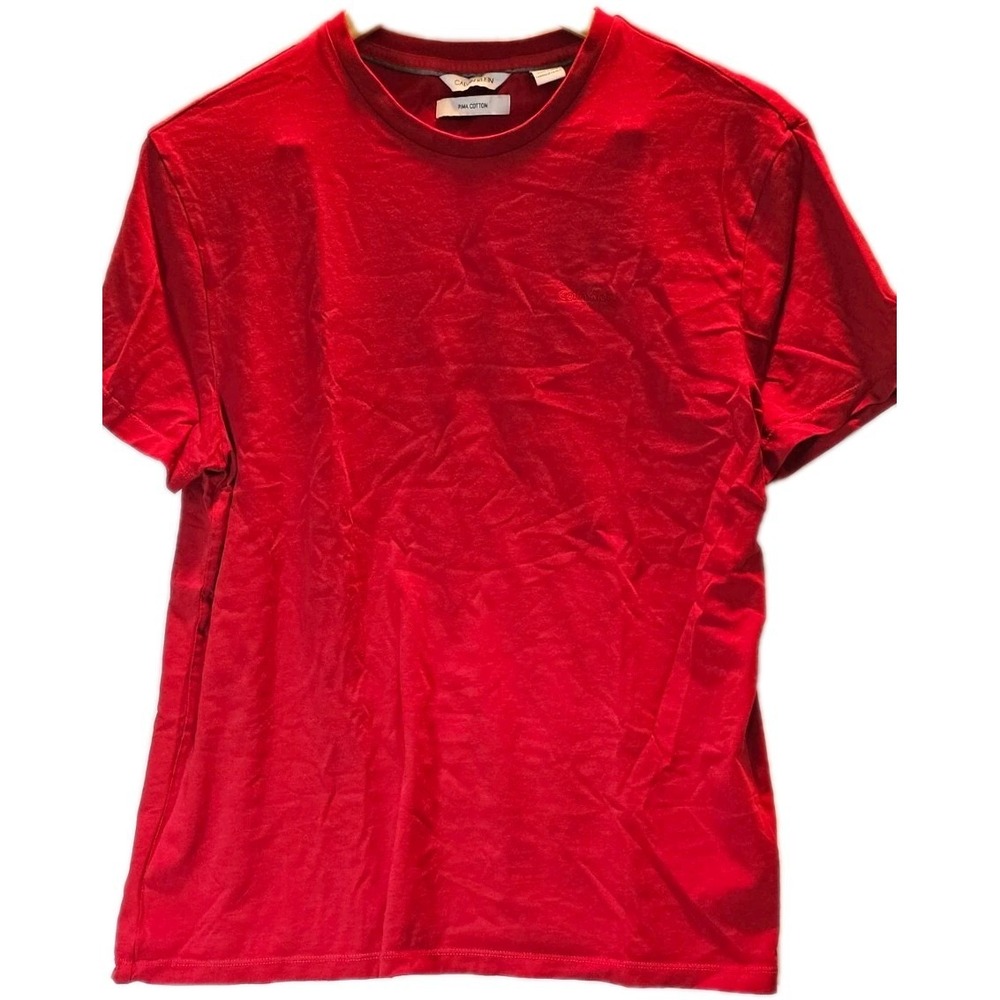 Calvin Klein Men's Pima Cotton T Shirt Medium Short Sleeve Crew Neck Red Casual